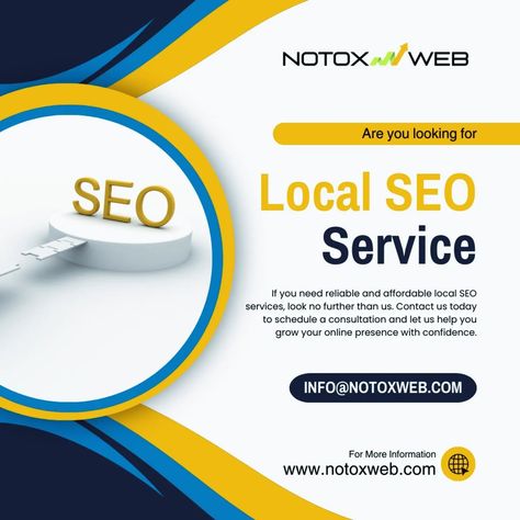 Ready to dominate your local market? Our Local SEO Services can help you do just that! At NoTox Web, we specialize in optimizing your business for local search, helping you connect with more customers in your area. What We Offer: ✔️ Affordable and effective SEO strategies ✔️ Tailored solutions to boost your local visibility ✔️ Expert consultation to understand your goals 📞 Contact us today to get started! 📧 info@notoxweb.com 🌐 www.notoxweb.com #LocalSEO #SEOtips #DigitalMarketing #Sm... Seo Strategies, Local Seo Services, Local Market, Local Seo, Seo Strategy, Seo Tips, Online Presence, Seo Services, Understanding Yourself