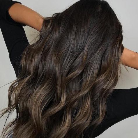 Cool Toned Dark Brown Hair Formula, Dark Mocha Brown Hair Balayage, Rich Brown Hair Color With Lowlights, Chocolate Brown Wella Formula, Chocolate Brown Hair Color 2023, Mocha Hair Highlights, Mocha Brown Highlights On Dark Hair, Wella Dark Brown Formula, Brown Hair Winter 2023