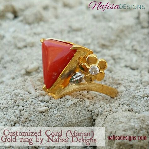 Triangle Coralin 21kt gold by Nafisa Designs Custom Jewelry Design, Gold Rings, Enamel Pins, Jewelry Design, Coral, Custom Design, Gemstones, Gold, Quick Saves