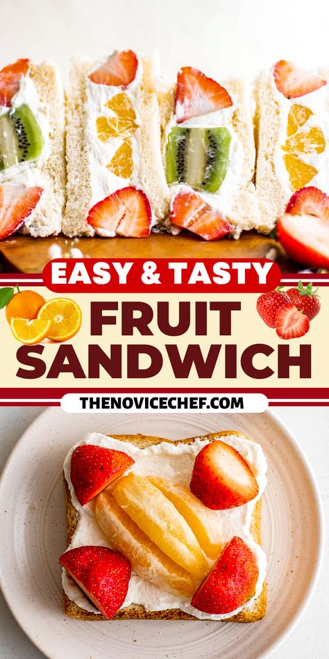 Asian Fruit Sandwich, How To Make Fruit Sandwich, Fruit Cream Sandwich, Japanese Cream Sandwich, Asian Picnic Food, Fruit Sandwich Recipes, Japanese Fruit Sandwiches, Boba Partea, Japanese Fruit Sandwich Recipe