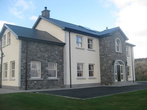 Stone facing and stone cladding Ireland, Century Stone Ireland - Stone Cladding (Exteriors) House Exterior Ireland, Stone Cladding Exterior, Stone Porch, Irish House Plans, House Plans Ireland, Cladding Exterior, House Designs Ireland, Dormer Bungalow, Stone Exterior Houses