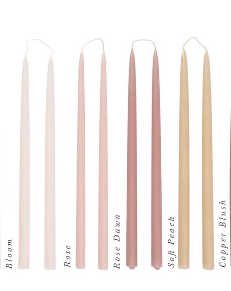 Mauve Taper Candles, White Candles Wedding, Pink Taper Candles, Tapper Candles, Taper Candles Wedding, Peach Candle, Brown Candles, Candle Sticks Wedding, Bridal Shower Tables