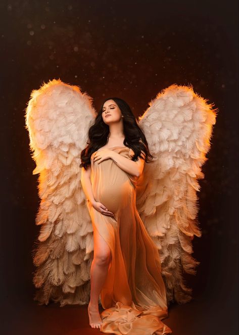 Maternity photo shoot angel wings Baby Bump Photoshoot Ideas, Angel Maternity Photoshoot, Angelic Maternity Photoshoot, Butterfly Maternity Shoot, Wings Maternity Photoshoot, Maternity Shoot With Wings, Maternity Angel Wings Photography, Maternity Shoot Angel Wings, Maternity Shoot Dresses