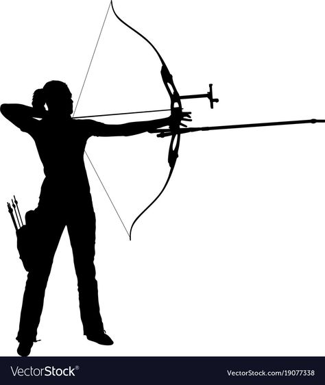 Archery Silhouette, Archer Woman, Sports Silhouettes, Female Archer, Woman Archer, Eid Wallpaper, Wooden Spoon Crafts, Archery Range, Bow Vector