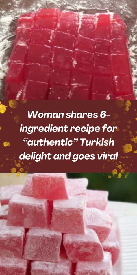 My mouth was watering the entire time she was making this. Definitely going in my goodies recipe book. 😋 Homemade Turkish Delight, Lokum Recipe, Turkish Delight Recipe, Turkish Candy, Homemade Sweets, Candy Recipes Homemade, Christmas Candy Recipes, Homemade Candies, Turkish Delight