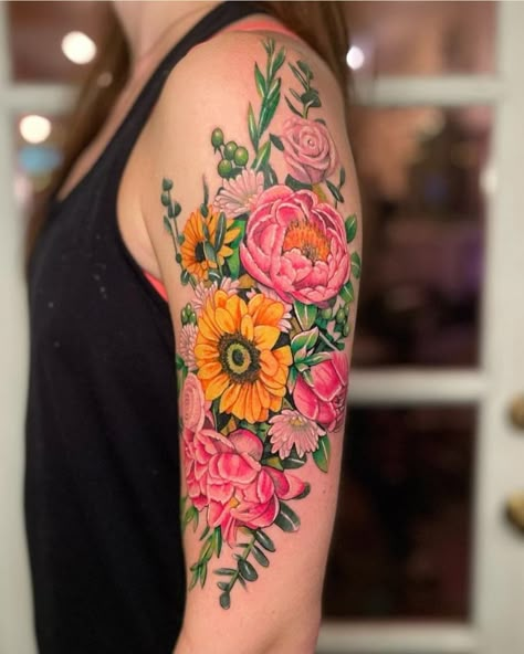 awesome Sleeve Tattoos Aesthetic, Unique Sleeve Tattoos, Sleeve Tattoo Ideas For Women, Half Sleeve Tattoos Color, Half Sleeve Tattoos For Women, Family Sleeve Tattoo, Unique Half Sleeve Tattoos, Colour Tattoo For Women, Tattoos Aesthetic