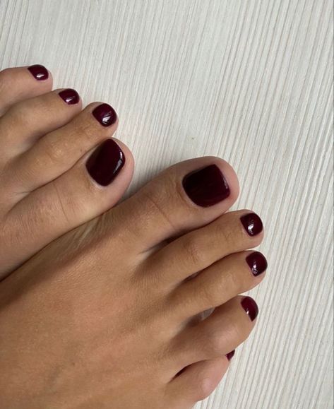 Pedicure Ideas Dark Colors, Dark Red Toes Pedicure, Dark Pedicure Colors Toenails, Dark Pedicure Ideas, Dark Brown Pedicure, Dark Toenail Polish, Wine Red Toe Nails, Maroon Toe Nails, Dark Toe Nail Colors