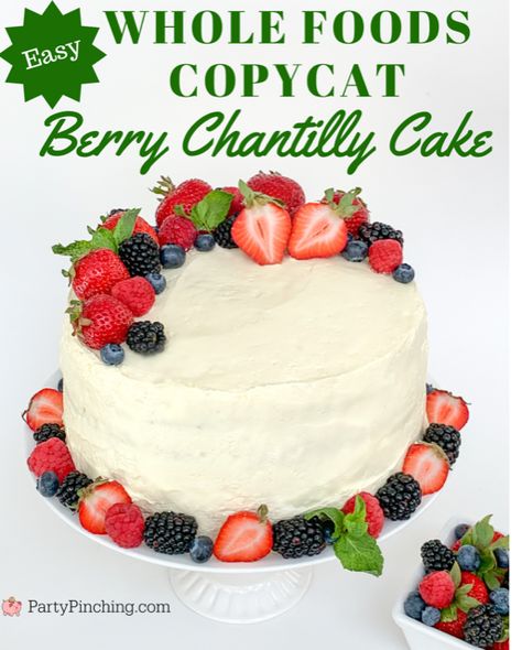 Copycat Publix Chantilly Cake Recipe, Chantilly Berry Cake, Whole Foods Cake Chantilly, Copycat Whole Foods Chantilly Cake, Chantilly Cake Whole Foods, Whole Foods Berry Chantilly Cake Recipe, Easy Chantilly Cake Recipe, Chantilly Lace Cake, Whole Foods Chantilly Cake Recipe