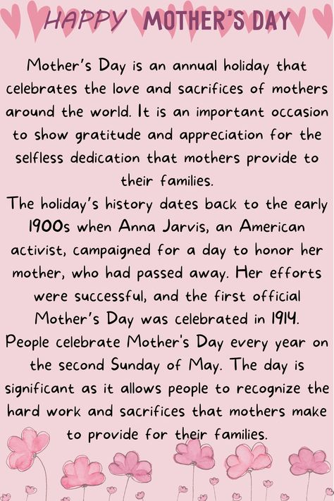 Mother Day Writing Ideas, Mother’s Day Event Ideas, Women Workshop, Anna Jarvis, Mother Day Message, Mothers Day Brunch, Mom Day, Empowering Women, Mother And Father