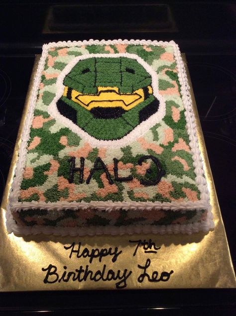 Master Chief Birthday Cake, Master Chief Cake, Halo Birthday Party Ideas Master Chief, Halo Cakes For Boys, Pastel Halo, Halo Birthday Cake, Halo Birthday Parties, Halo Cake, Boys Bday Cakes