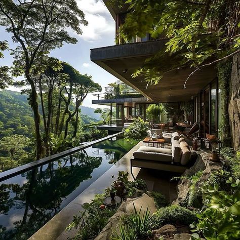 Tropical Cabin, Japanese Landscaping, Forest Hotel, Jungle Design, Travel Bali, Jungle House, Eco Architecture, Tropical House, House Outside Design