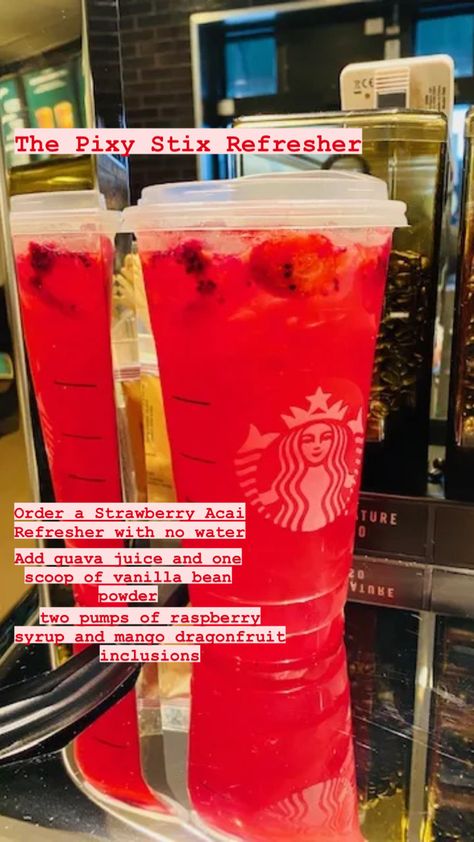 #pixy #refresher #starbucks #credits Preppy Starbucks Refreshers, Refresher Ideas Starbucks, Christmas Starbucks Drinks Refreshers, Refreshing Drinks Starbucks, Sweet Starbucks Refreshers, Starbucks Refreshers Drinks, Starbucks Christmas Refreshers, Fruity Starbucks Drinks Orders, Secret Starbucks Recipes Refreshers