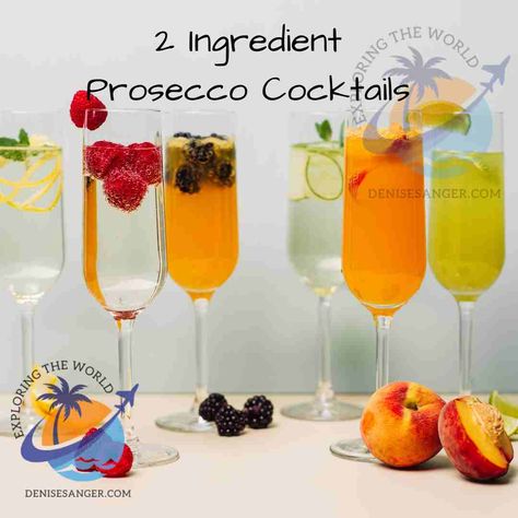 NEW! You know your girl here prefers simple and easy. What’s easier than 2 ingredient prosecco cocktails? Easy at home means easy at the beach, and I’m all about easy. Get it here: https://denisesanger.com/2-ingredient-prosecco-cocktails/ #2ingredientproseccococktails #prosecco #cocktails Mix With Prosecco, Prosecco Margarita Drink Recipes, What To Mix With Prosecco, Simple Prosecco Cocktails, Drink Recipes With Prosecco, Prosseco Cocktails Recipe, Easy Cocktail Recipes 3 Ingredients, Drinks With Prosecco, Easy Refreshing Cocktails