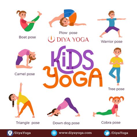 8 Best Yoga Poses for Kids #ThursdayThoughts #Kids #Yoga #Asana #Poses #Health #DiyaYoga Cartoon Gymnastics, Camel Pose Yoga, 100 Poses, Yoga Breathing Exercises, Yoga Tree Pose, Kids Exercise, Kids Yoga Poses, Camel Pose, Cobra Pose