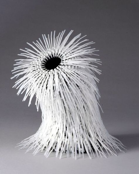 White Sculpture, Contemporary Baskets, Making Baskets, Tie Ideas, Tie Crafts, Basket Crafts, Coiled Baskets, Plastic Art, Cable Tie