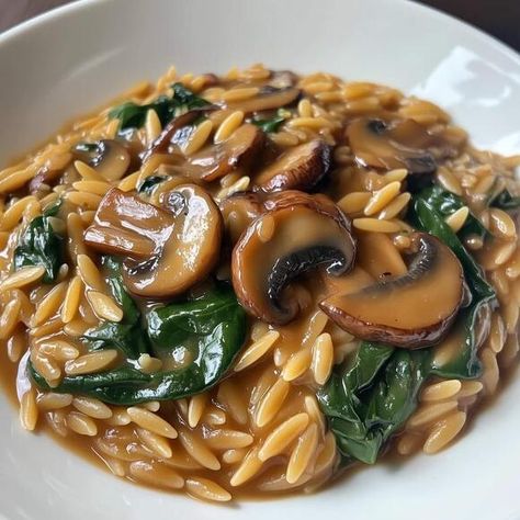 Spinach Mushroom Orzo, Pasta With Mushrooms And Spinach, Mushroom Orzo, Spinach Orzo, Pasta With Mushrooms, Mushrooms And Spinach, Spinach Tortellini Soup, Greek Potatoes, Spinach Mushroom