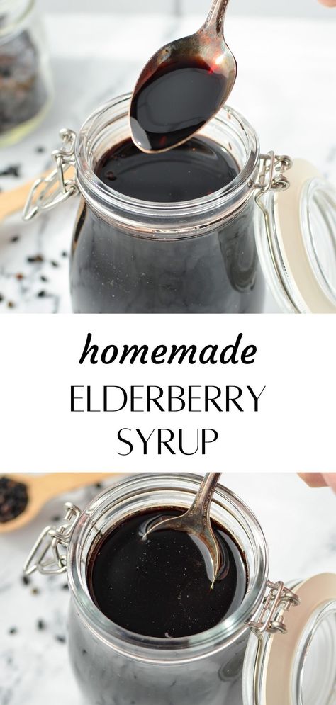 If you're wondering how to make elderberry syrup, we've got you covered! Whether you want to use fresh berries or dried elderberries, this DIY recipes has endless immune-boosting benefits. Elderberry Syrup Recipe Instant Pot, How To Use Dried Elderberries, Elderberry Syrup Dosage Chart, Homemade Elderberry Syrup Recipe, Elderberry Elixir Recipe, Diy Elderberry Syrup, Elderberry Lemonade, Make Elderberry Syrup, Dried Elderberries