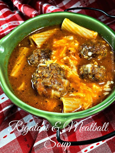 Olla-Podrida Rigatoni Soup, Soup Meatball, Jezebel Sauce, Rigatoni Recipes, Cranberry Meatballs, Meatball Soup Recipes, Meatball Soup, Meatball Ingredients, Soup And Stew