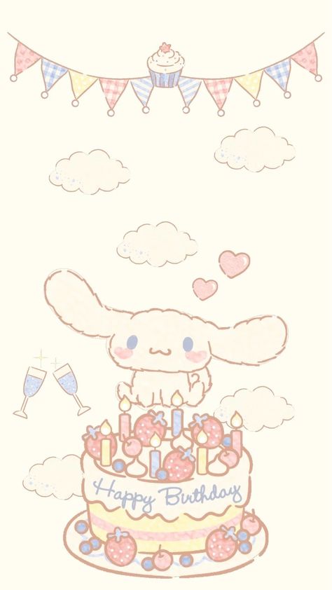 Cinnamoroll Wallpapers, Kawaii Background, Happy Birthday Wallpaper, Cocoppa Wallpaper, Birthday Wallpaper, Hello Kitty Birthday, Soft Wallpaper, Sanrio Wallpaper, Cute Wallpaper For Phone