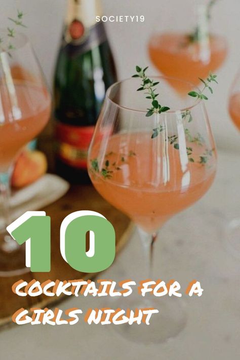 10 Cocktails For A Girls Night - Society19 Fun Cocktails Girl Night, Girls Night Drinks Cocktails, Girls Night In Food, Girls Night Cocktails, Girls Night Dinner, Girls Night Drinks, Best Mixed Drinks, Yummy Cocktails, Pretty Cocktails