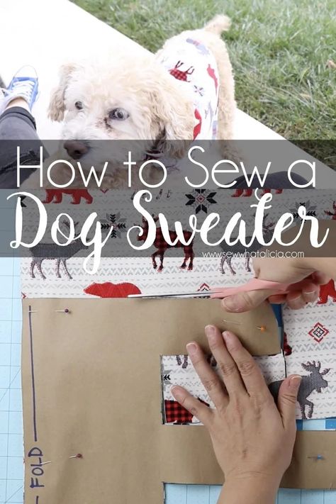 How to Make Dog Sweaters: If you have always wanted to know how to make a dog sweater/jacket then this post is for you. Walk through drafting a pattern and sewing the jacket. Click through for a full video and written tutorial. | www.sewwhatalicia.com Dog Jacket Patterns, Knitted Dog Sweater Pattern, Dog Coat Pattern, Dog Onesies, Colorful Hairstyles, Dog Sweater Pattern, Crochet Dog Sweater, Knit Dog Sweater, Sweater Patterns