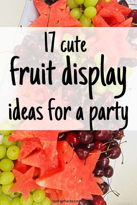 Get these cute fruit display ideas for a party when you host your next gathering at your home or apartment. Fruit Trays For Party Cute Ideas, Fruit Platters Display Trays, Fruit Displays Ideas, Easy Fruit Trays Ideas Party Platters, Small Fruit Platter Ideas, Fruit Displays For Party, Fruit Tray Arrangements, Spring Fruit Tray, Party Fruit Ideas