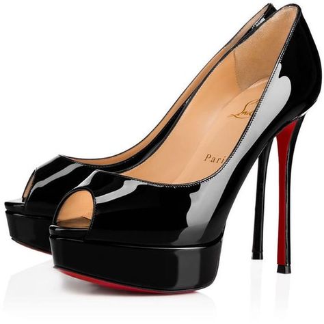 Louboutin Online, Staple Shoes, Black Patent Leather Pumps, Louboutin Heels, Christian Louboutin Heels, Pumps Heels Stilettos, Christian Louboutin Women, Peep Toe Shoes, Leather Platform Sandals