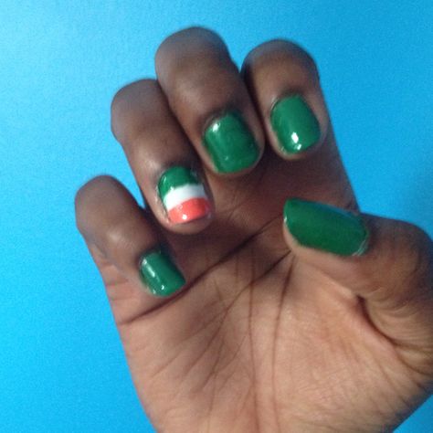 Irish Flag, St. Patrick's Day Nails. *tad messy Irish Flag Nails, St Patrick's Day Nails, Flag Nails, Irish Flag, St Patrick, Convenience Store Products, Flag, Nails, Quick Saves