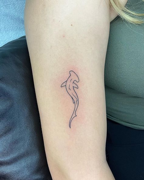 Marine Tattoo Fine Like Shark Tattoo, Simple Sealife Tattoo, Fine Line Hammerhead Tattoo, Beach’s Tattoos, Marine Sleeve Tattoo, Small Marine Tattoos, Line Work Shark Tattoo, Small Shark Tattoo For Women, Small Aquatic Tattoo