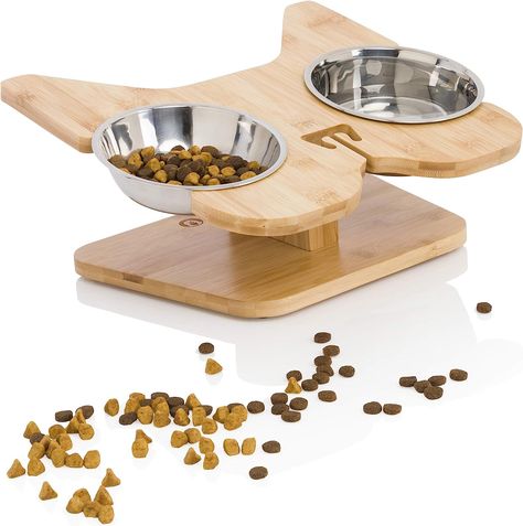 NibbleyPets Elevated Dog Bowl Stand with Stainless-Steel Food and Water Bowls (3 Pc. Set) | Stand-Up Eating and Drinking | Pet Friendly Ergonomic Design | Perfect for French Bulldogs Dog Food Stands, Elevated Dog Feeder, Raised Dog Bowls, Elevated Dog Bowls, Dog Bowl Stand, Dog Food Bowls, Stainless Steel Bowls, Dog Food Storage, Dog Feeder