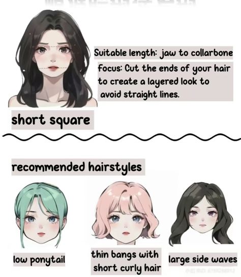 #hairstyles #shortsquareface #recommended Square Shape Haircut For Women, Square Face Korean Hairstyle, Wolfcut On Square Face, Square Face Shape Hairstyle, Wolfcut For Square Face, Hairstyles For Asymmetrical Faces, Square Face Haircut Women, Square Shape Hairstyles, Names Of Short Haircuts