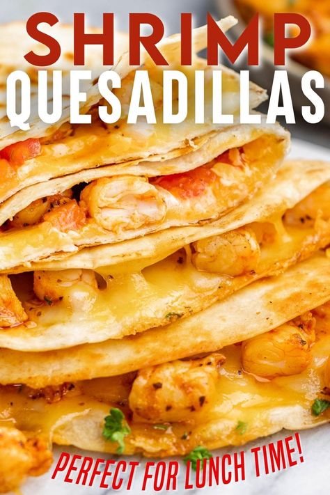 Shrimp Fajita Quesadilla, Shrimp Recipes For Lunch, Crab Tacos, Lake Meals, Shrimp Quesadilla Recipe, Recipes With Shrimp, Shrimp Quesadilla, Shrimp Nachos, Tacos Fish