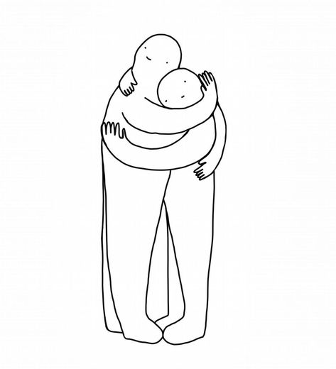 Worry Lines on Instagram: “Hug it out. . . . Support me on patreon or order something from my store! Link in bio. Print sales will re-commence in the new year. . .…” Hugging Friends Drawing, Forgiveness Drawing Art, Hug Line Drawing, Self Hugging Tattoo, Hug Drawing Cute, Hug Tattoo Minimalist, Hug Illustration Art, Two People Hugging Drawing, People Hugging Drawing