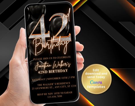 Digital 42nd Birthday Invitation Template, 42nd Bday Invite, Phone Text Message, Digital Invite, Editable Template, Instant Download 17. Geburtstag, Phone Text Message, 56th Birthday, 57th Birthday, 59 Birthday, Number 40, 42nd Birthday, 32 Birthday, Bday Invitations