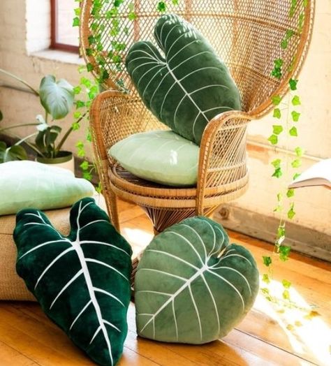 Plant Pillows, Succulent Throw Pillow, Succulent Pillow, Moss Rug, Leaf Pillow, Tiny Furniture, Leaves Pillow, Cute Pillows, Couch Throw Pillows