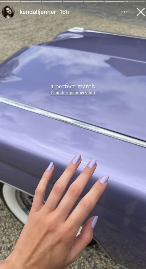 Kendall Jenner Lavender Nail Polish Color | POPSUGAR Beauty Lavender Manicure, Kendall Jenner Nails, 1960 Cadillac Eldorado, Lavender Nail Polish, Monochrome Nails, 1960 Cadillac, Hollywood Nails, Celebrity Nails, Lavender Nails