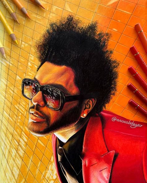 The Weeknd Drawing, The Weeknd Songs, The Weeknd Poster, Nfl Football Art, Art Alevel, Prismacolor Art, Water Color Pencil, Rapper Art, Bunny Painting