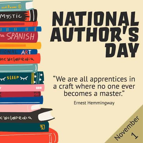 National Author's Day Captions, Jokes, and Quotes To Recognize Writers. #NationalAuthorsDay #writers #books National Authors Day, World Literacy Day Quotes, Motivational Quotes With Author, Sark Author Quotes, Author Quotes About Writing Inspiration, Day Captions, National Celebration Days, Writer Humor, Best Authors