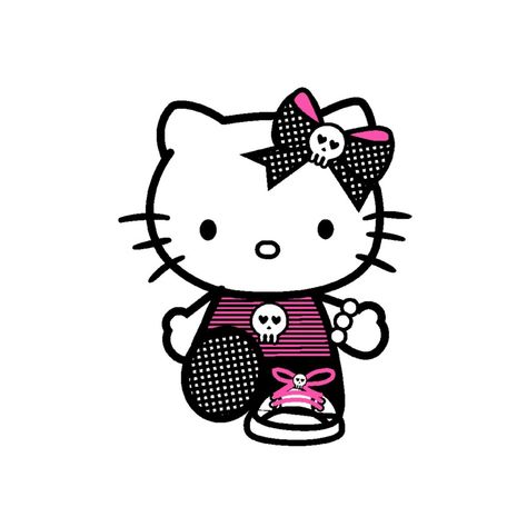 Scene Hello Kitty, Hello Kitty Wallpaper Black, Pfp Gangsta, Gangsta Hello Kitty, Scene Emo Art, Hello Kitty Painting, Kitty Painting, Kitty Aesthetic, Hello Sanrio