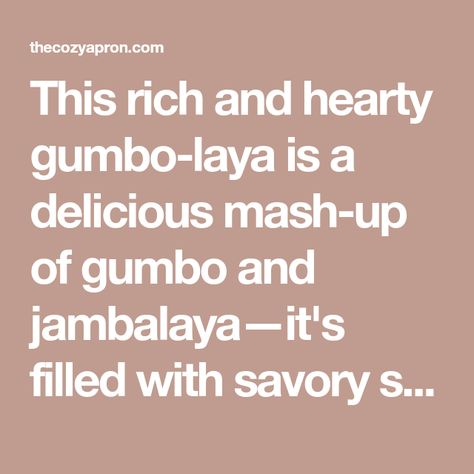 This rich and hearty gumbo-laya is a delicious mash-up of gumbo and jambalaya—it's filled with savory sausage, chicken, shrimp and spices! Gumbo Laya Recipe, Pork Ragu, Cajun Shrimp Pasta, Garlic Rice, Chicken Tenderloin, Louisiana Style, Chicken Shrimp, Gumbo Recipe, Chicken And Shrimp