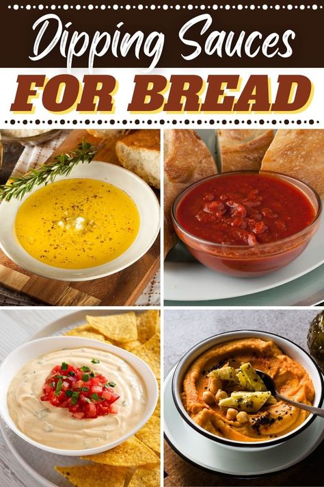 These dipping sauces for bread are the perfect way to indulge. From olive oil to marinara to queso, get your carb fix with these delicious bread sauces. Sourdough Dip Recipes, Dipping Sauce For Foccacia Bread, Best Dips For Sourdough Bread, Sour Dough Bread Dip, Sourdough Bread Dip Recipe, Dipping Sauce Recipes For Bread, Dipping Sauce For Grilled Cheese, Bread Dipping Sauce Recipes, Homemade Dips For Bread