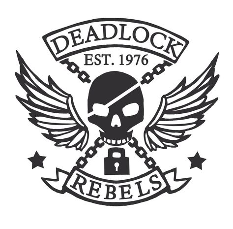 Overwatch McCree Tattoo "Deadlock Rebels" Gang Logo drawn by Angela AZ (Twitter) - amazing job! Overwatch Tattoo, Gang Tattoos, Small Girly Tattoos, Overwatch Wallpapers, Overwatch Cosplay, Tattoo Henna, Temporary Tattoo Stickers, Cyberpunk Art, Tattoo Sleeve