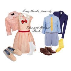 Jane and Michael Banks (Mary Poppins) by jess-d90 on Polyvore featuring Topshop Winifred Banks, Mary Poppins Musical, Choir Concert, Michael Banks, Mary Poppins Costume, Jane And Michael, Disney Bounding, Family Inspiration, Dapper Dan