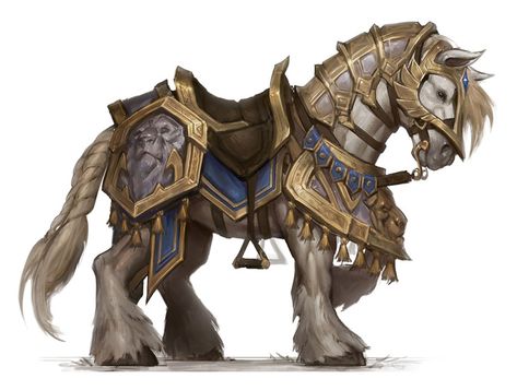 Anduin's Horse Art from World of Warcraft: Battle for Azeroth #art #artwork #videogames #gameart #conceptart #illustration #worldofwarcraft #battleforazeroth #wow World Of Warcraft Concept Art, Warcraft Funny, Warcraft Art, Horse Armor, Fantasy Horses, Heroic Fantasy, Mythical Creatures Art, Fantasy Armor, Wow Art