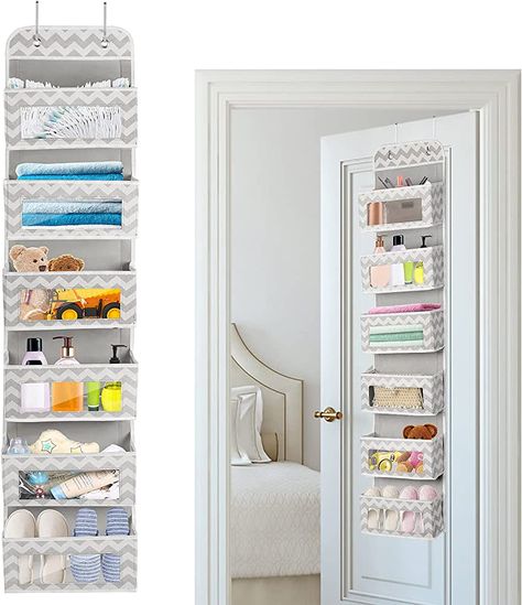 Over The Door Organizer Hanging Storage Bag with 6 Clear Window Pocket Organiser Closet Wardrobe Storage Organizer for Clothes, Lingerie, Toys, Cosmetics, Toiletries, Handbags and More Accessories : Amazon.co.uk: Home & Kitchen Door Hanging Storage, Baby Closet Organization, Over The Door Organizer, Diaper Organization, Closet Shelf Organization, Door Organizer, Living Room Accessories, Closet Rod, Closet Shelves