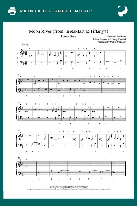 Ariana Grande Piano Sheet Music, Audrey Hepburn Moon River, Moon River Piano Sheet Music, Bridge Over Troubled Water Piano Sheet Music, Fly Me To The Moon Piano Sheet Music, Keyboard Sheet Music, Piano Beginner, Moon River, Piano Chords