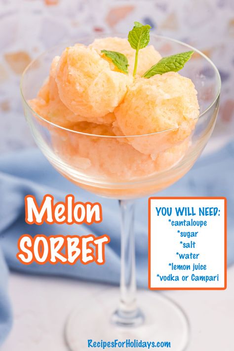 Melon Sorbet Recipe, Melon Sorbet, Melon Recipes, Sorbet Is, Sorbet Recipe, Viral Recipes, Healthy Ice Cream Recipes, Fruit Sorbet, Sorbet Recipes