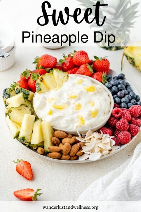 Sweet Pineapple Dip is the perfect dessert dip for any and all occasions. This is a fast recipe with a sweet flavor that everyone will love! Cinnamon Toast Waffles Recipe, Mini Food Ideas, Pineapple Dip Recipe, Brunch Potluck, Brunch Finger Foods, Appetizer Recipes Cold, Pineapple Dip, Cold Breakfast, Pineapple Fluff