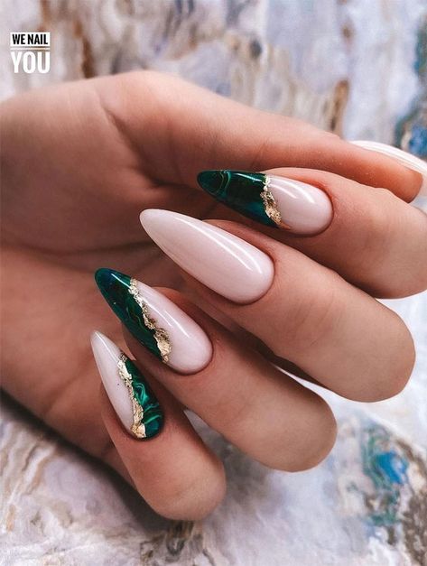 white and emerald green marble nails, marble nails , elegant nails, nail art designs 2021, long nail designs 2021 Emerald Green And White Nails, Green And White Nails, Emerald Nails, Green Nail, Her Nails, Colorful Nail Designs, Marble Nails, Pretty Acrylic Nails, Chic Nails