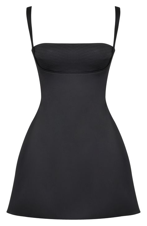 A rich satiny finish elevates this sleeveless mini topped with a quilted bodice. Exclusive retailer 31 1/2" length (size Medium) Square neck Lined 100% polyester Dry clean Imported Classy Mini Black Dress, Dresses For Casual Party, Beautiful Black Dresses Classy, High Quality Clothing Basics, Black Dress Mini Outfit, A Line Square Neck Dress, House Of Cb Black Mini Dress, 90s Black Mini Dress, Windsor Black Dress